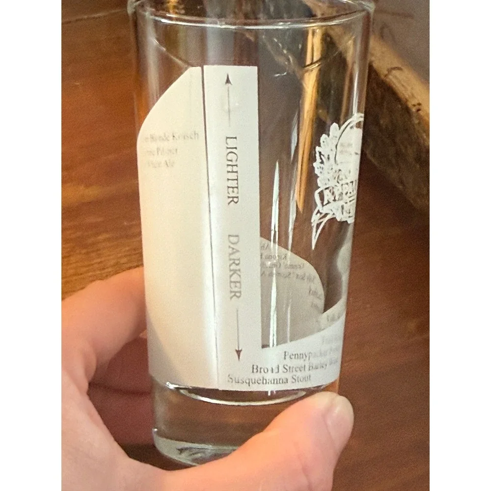 Appalachian Brewing Co Harrisburg PA Beer Taster Sampler Glass 4 Inch White Logo